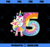 5th Birthday Unicorn Shirt Gift for Girls Age 5 Tie Dye Tee PNG, Magic Unicorn PNG, Unicorn PNG