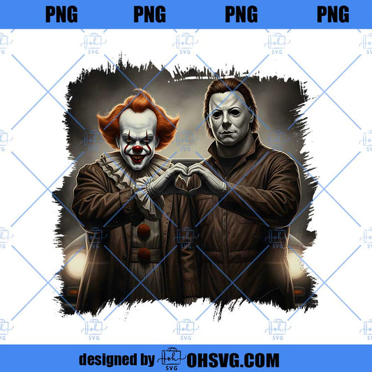 Horror Movie Friends PNG, Funny Horror Movie Vintage Halloween Clipart
