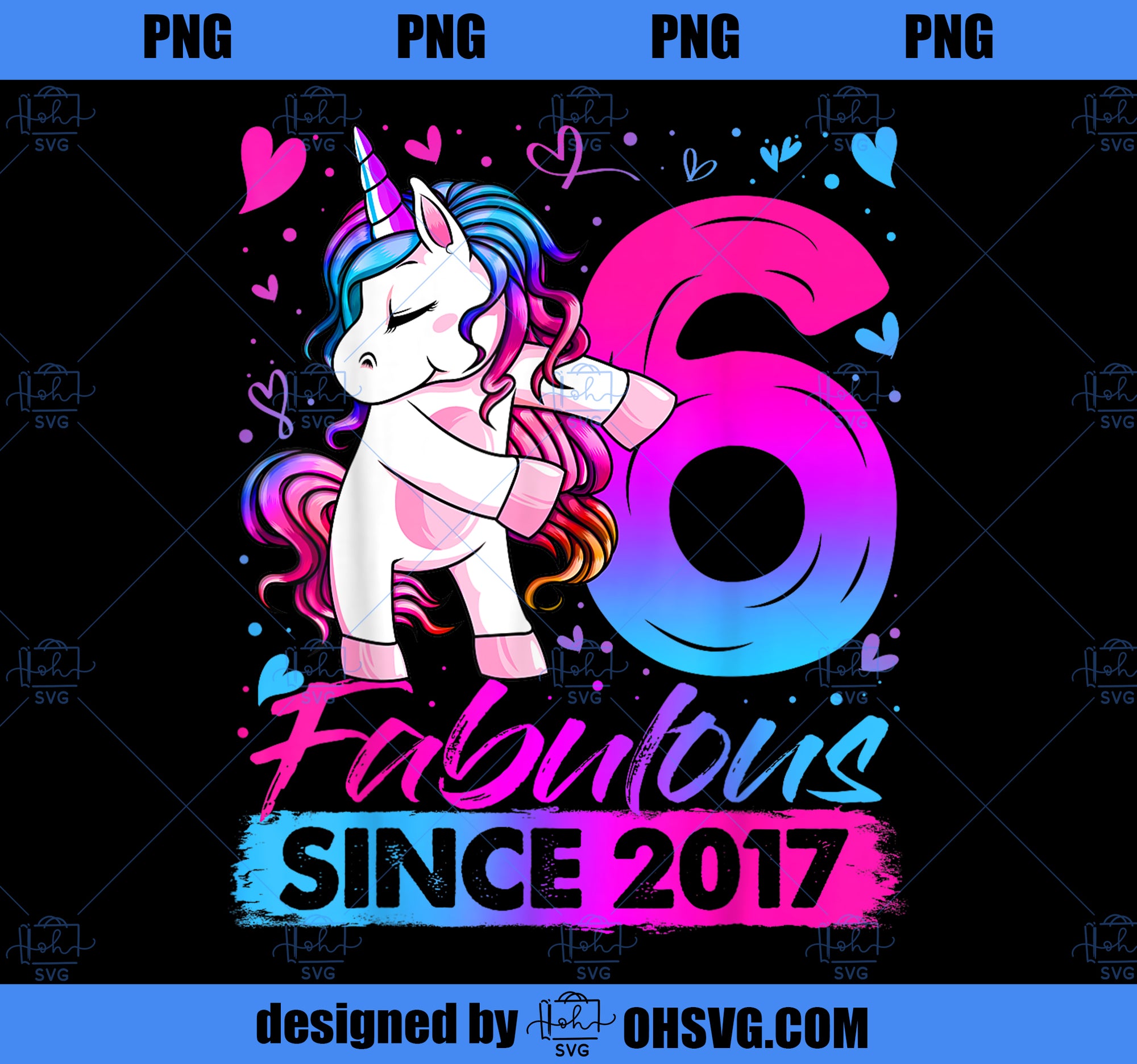 6 Years Old Flossing Unicorn Gifts 6th Birthday Girl Party PNG, Magic Unicorn PNG, Unicorn PNG