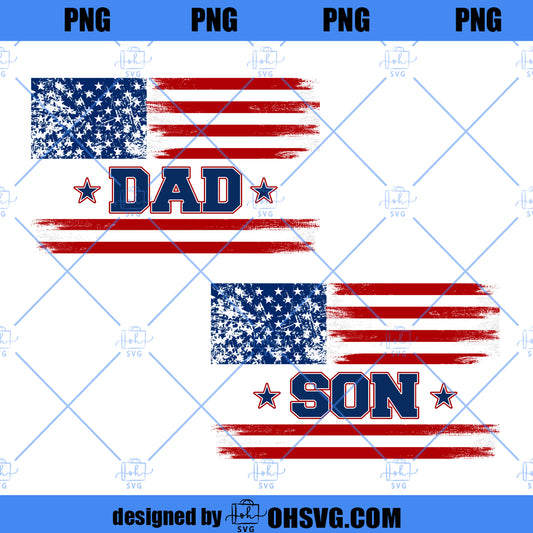 Dad and Kids Matching Shirt America Flag Png Bundle, Dad and Boy Png, Patriotic Daddy and Me Png, Happy Father's Day Png, Gift For Dad Png