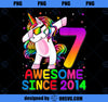 7 Years Old Unicorn Dabbing 7th Birthday Girl Unicorn Party PNG, Magic Unicorn PNG, Unicorn PNG