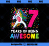 7th Birthday Dabbing Unicorn Party Gift 7 Years Old Girls PNG, Magic Unicorn PNG, Unicorn PNG