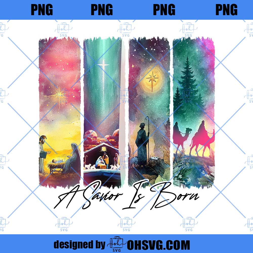 A Savior Is Born PNG, Christmas Sublimation, Bow Nativity PNG, Christian Manger PNG, Jesus Birth Clipart, Holiday Png File, Commercial Use