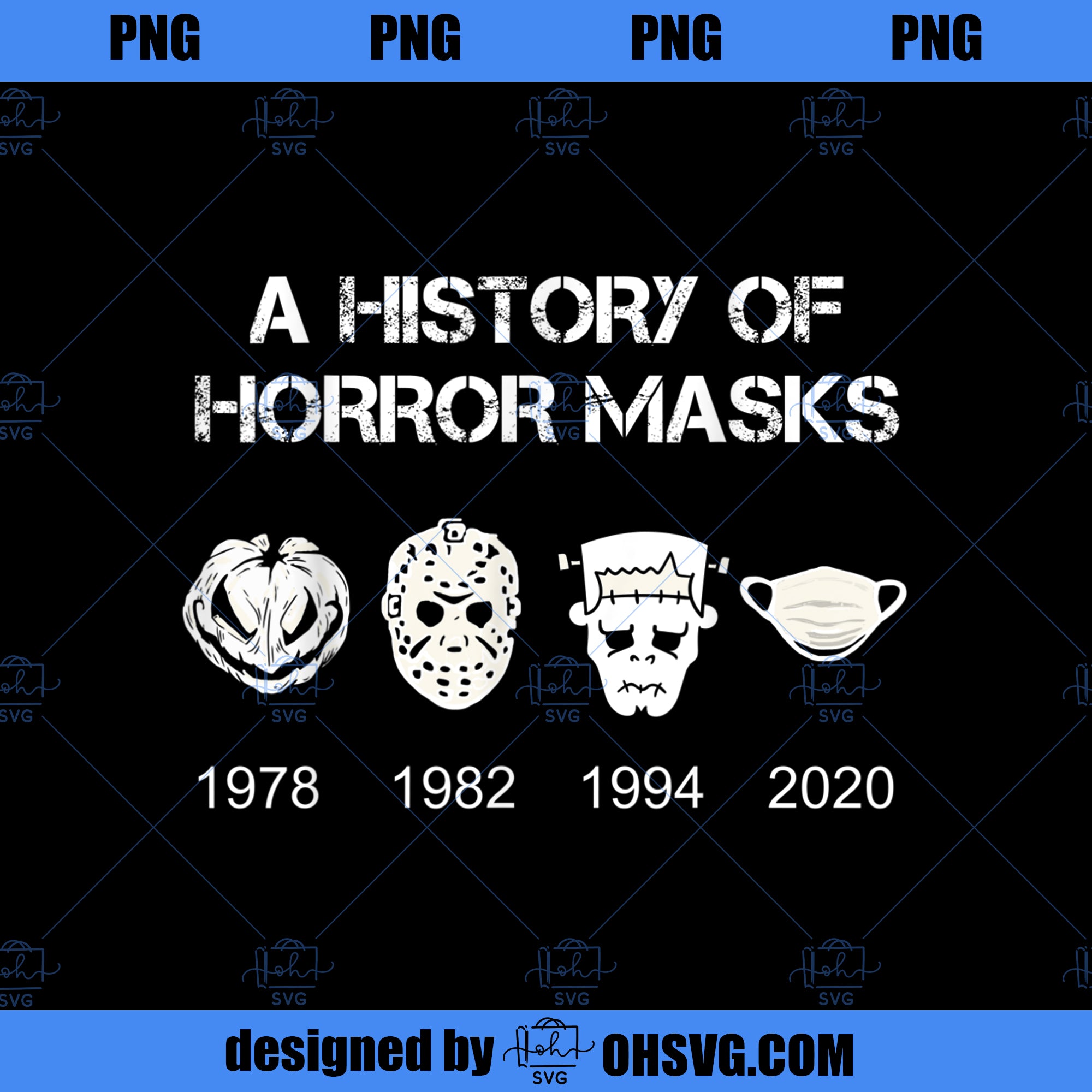 A History of Horror Masks Halloween Movie Gift PNG, Movies PNG, History of Horror PNG