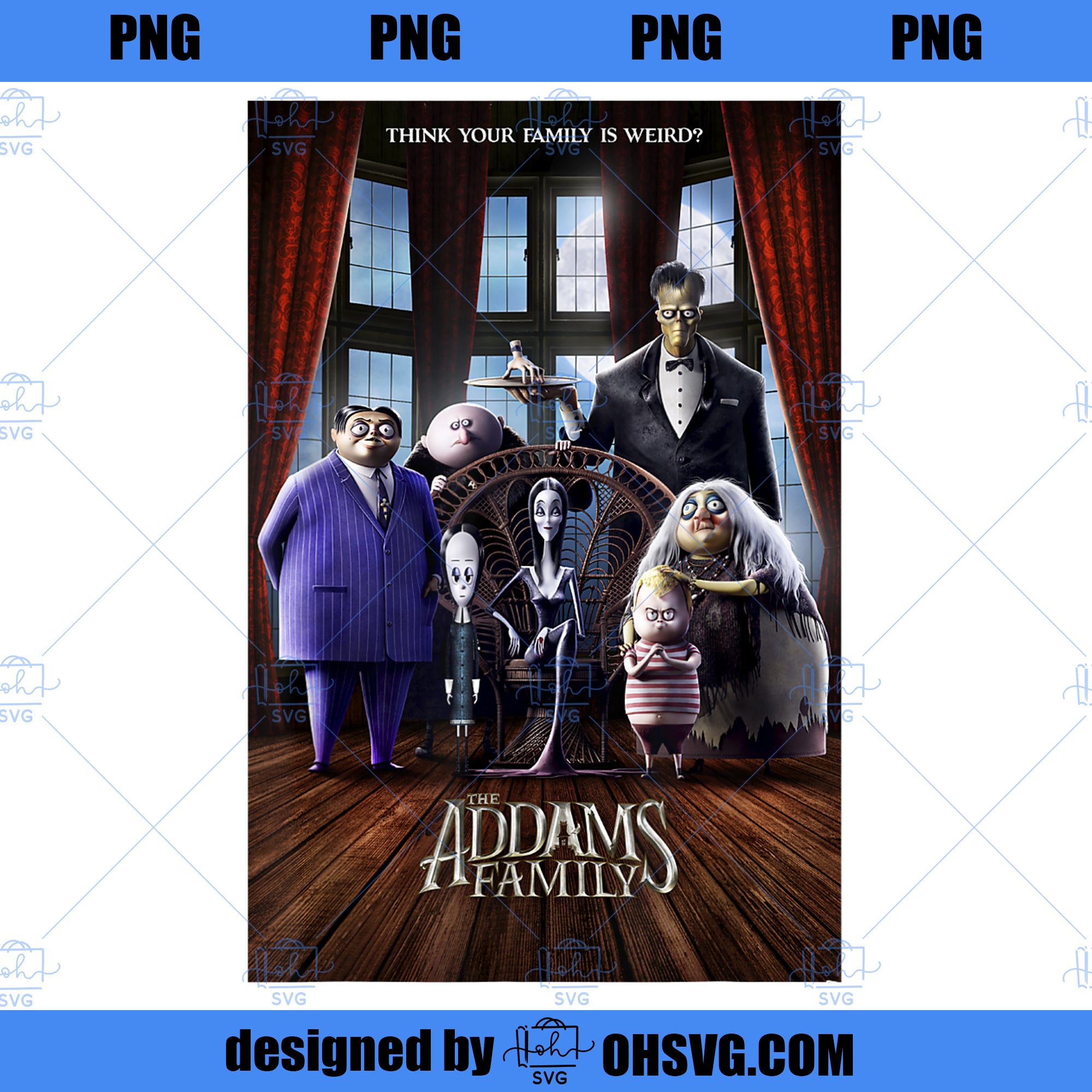 Addams Family Group Shot Portrait Movie Poster PNG, Movies PNG, Addams Family PNG