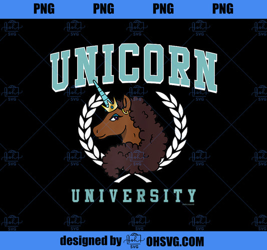 Afro Unicorn University Collegiate V2 PNG, Magic Unicorn PNG, Unicorn PNG