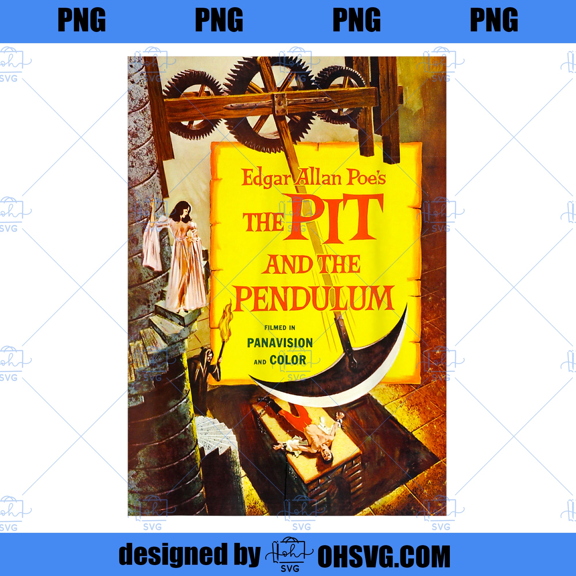 Allan Poe Pit and Pendulum Halloween Poster Horror Movie PNG, Movies PNG, Allan Poe Pit PNG