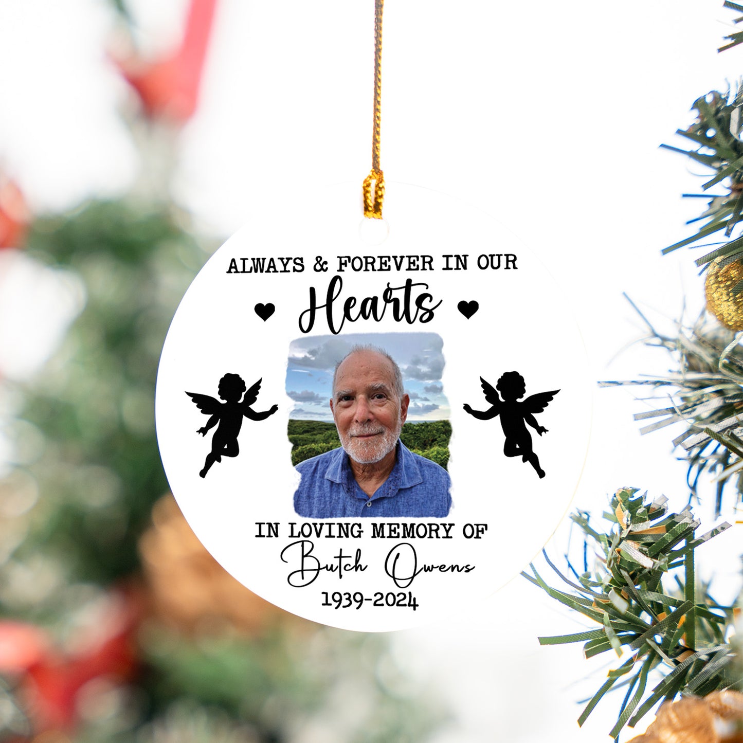 Custom Photo Memorial Ornament, Dad Remembrance Ceramic Ornament, Memorial Day Acrylic Ornament, Dad Loss Ornament, Funeral Ornaments