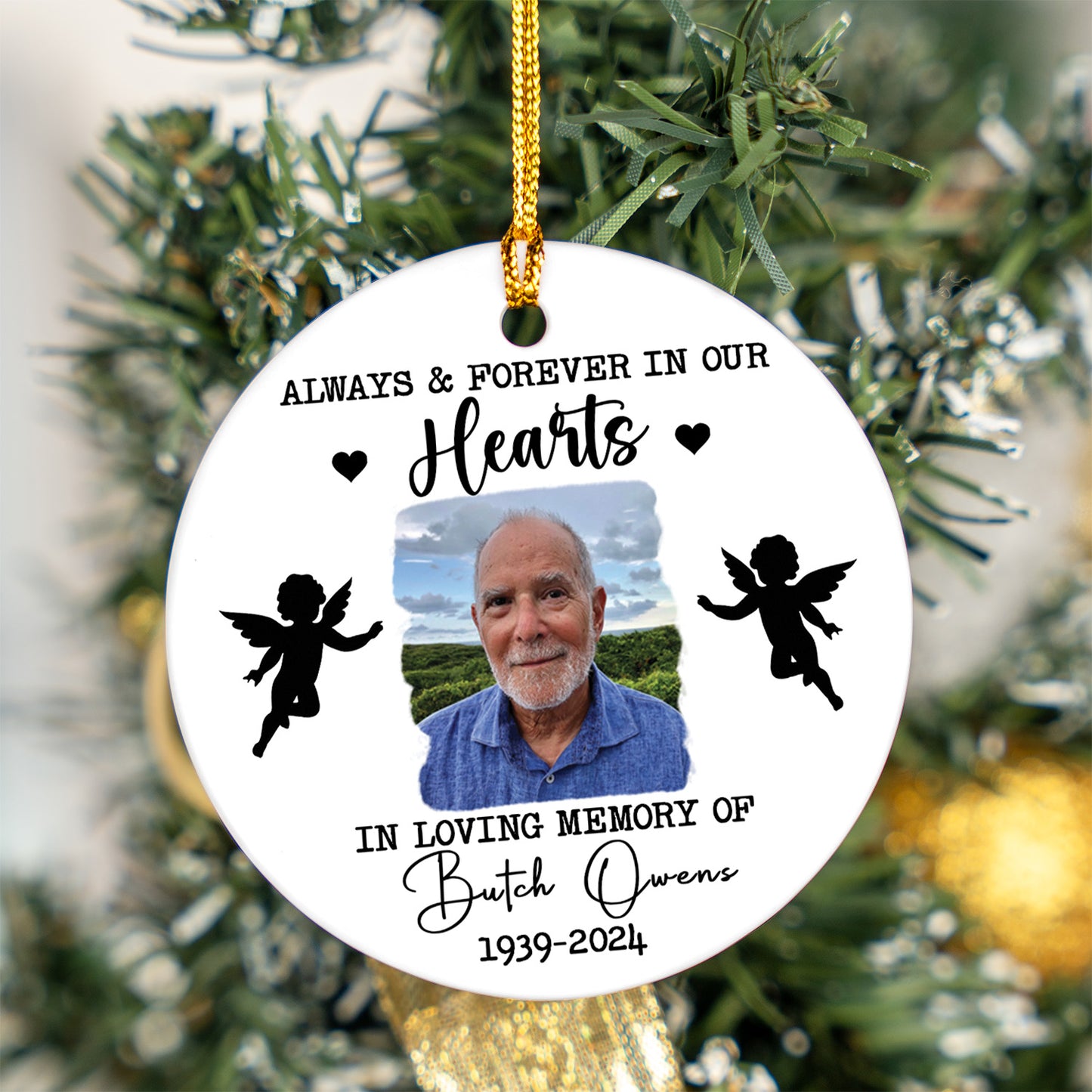 Custom Photo Memorial Ornament, Dad Remembrance Ceramic Ornament, Memorial Day Acrylic Ornament, Dad Loss Ornament, Funeral Ornaments