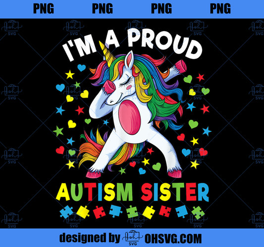 Autism Awareness Dabbing Unicorn Girl Proud Autism Sister  PNG, Magic Unicorn PNG, Unicorn PNG