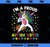 Autism Awareness Dabbing Unicorn Girl Proud Autism Sister PNG, Magic Unicorn PNG, Unicorn PNG