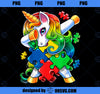 Autism Awareness Dabbing Unicorn Puzzle Piece Gift for Kids PNG, Magic Unicorn PNG, Unicorn PNG