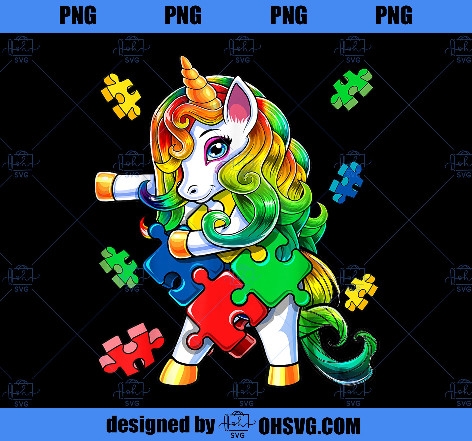 Autism Awareness Flossing Unicorn Puzzle Piece Gift for Kids PNG, Magic Unicorn PNG, Unicorn PNG