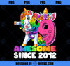 Awesome Since 2012 Flossing Unicorn 9th Birthday Gift Girls PNG, Magic Unicorn PNG, Unicorn PNG