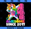 Awesome Since 2017 Dabbing Unicorn 4th Birthday Gift Girls PNG, Magic Unicorn PNG, Unicorn PNG