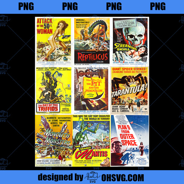 B Movie Poster Collection Classic SciFi Horror Monsters PNG, Movies PN ...