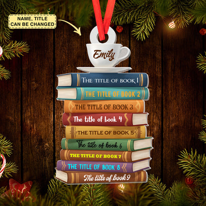 Personalized Christmas Book Name Ornament, Book Lover Gift, Bookworm Gifts, 2025 Christmas Ornaments - Flat Printed Acrylic Ornament, CF163