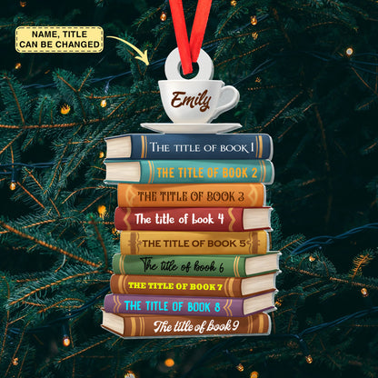 Personalized Christmas Book Name Ornament, Book Lover Gift, Bookworm Gifts, 2025 Christmas Ornaments - Flat Printed Acrylic Ornament, CF163