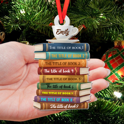 Personalized Christmas Book Name Ornament, Book Lover Gift, Bookworm Gifts, 2025 Christmas Ornaments - Flat Printed Acrylic Ornament, CF163