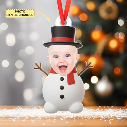 Personalized Baby Christmas Ornament, Custom Photo Ornament with Name, Cute Santa Snowman & Elf Design, Baby’s First Christmas Gift 2025
