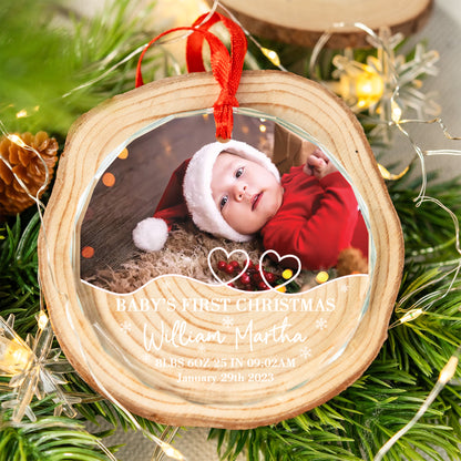 Baby's First Christmas Glass Ornament, Photo Ornament, Custom Christmas Ornament 2023, 1st Christmas Gift, Personalized Ornament, Baby Gift