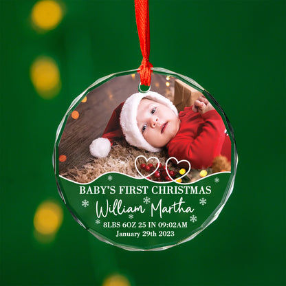 Baby's First Christmas Glass Ornament, Photo Ornament, Custom Christmas Ornament 2023, 1st Christmas Gift, Personalized Ornament, Baby Gift