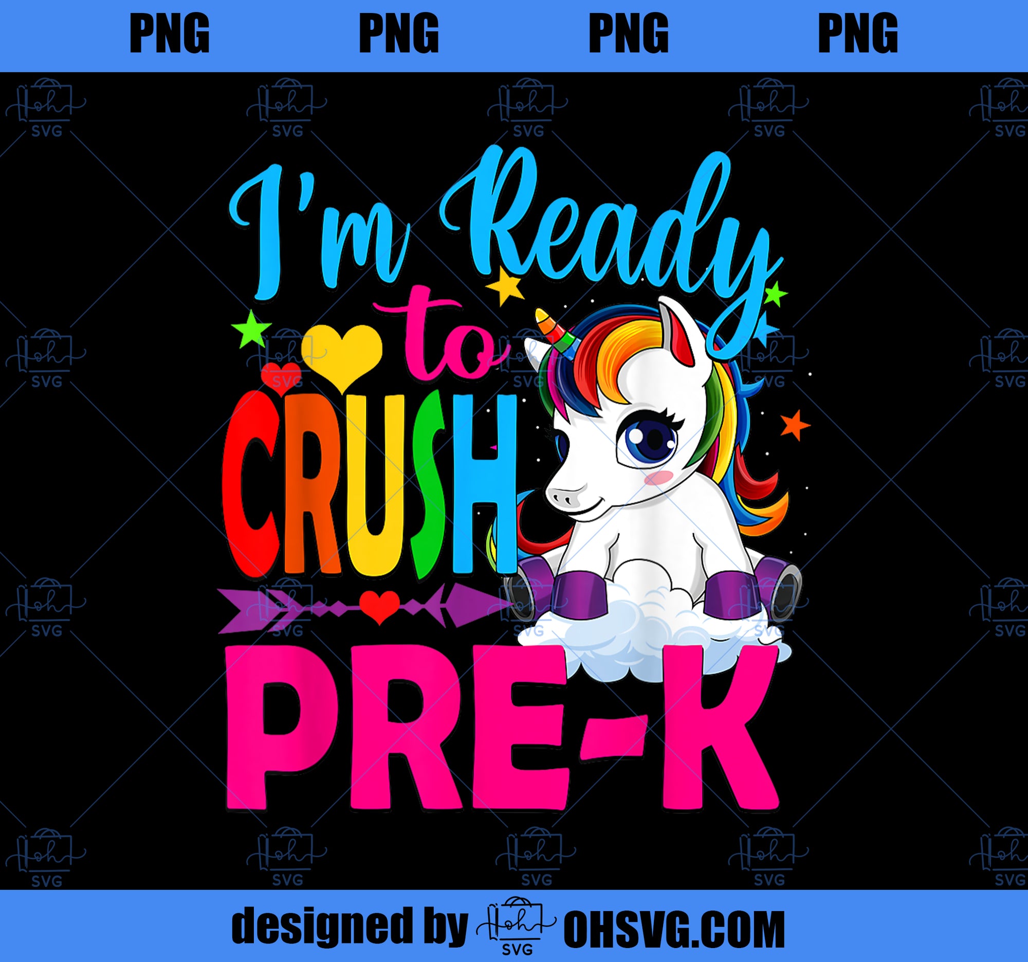 Back to School Unicorn Ready to Crush Pre K PNG, Magic Unicorn PNG, Unicorn PNG