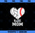 Ball Mom Heart Funny Baseball Volleyball Mom PNG, Mom PNG, Mothers Day PNG