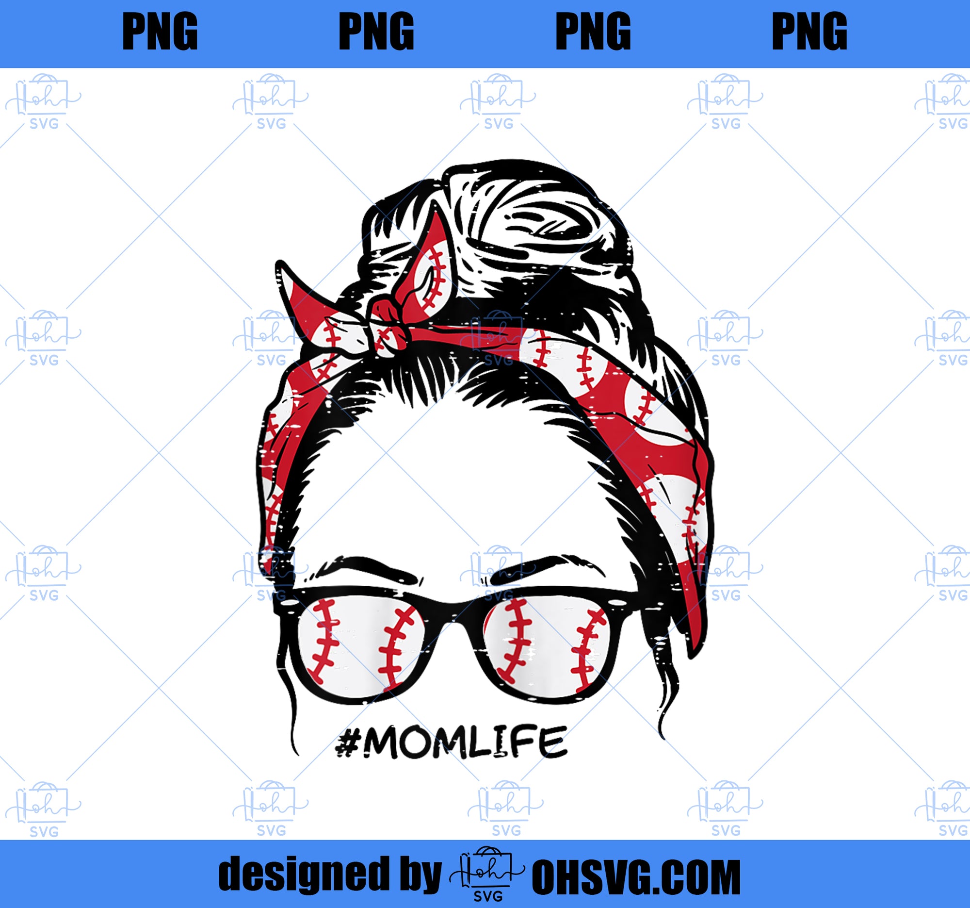 Baseball Bandana Sunglasses Mom Life Mothers Day Mama Women PNG, Mom PNG, Mothers Day PNG