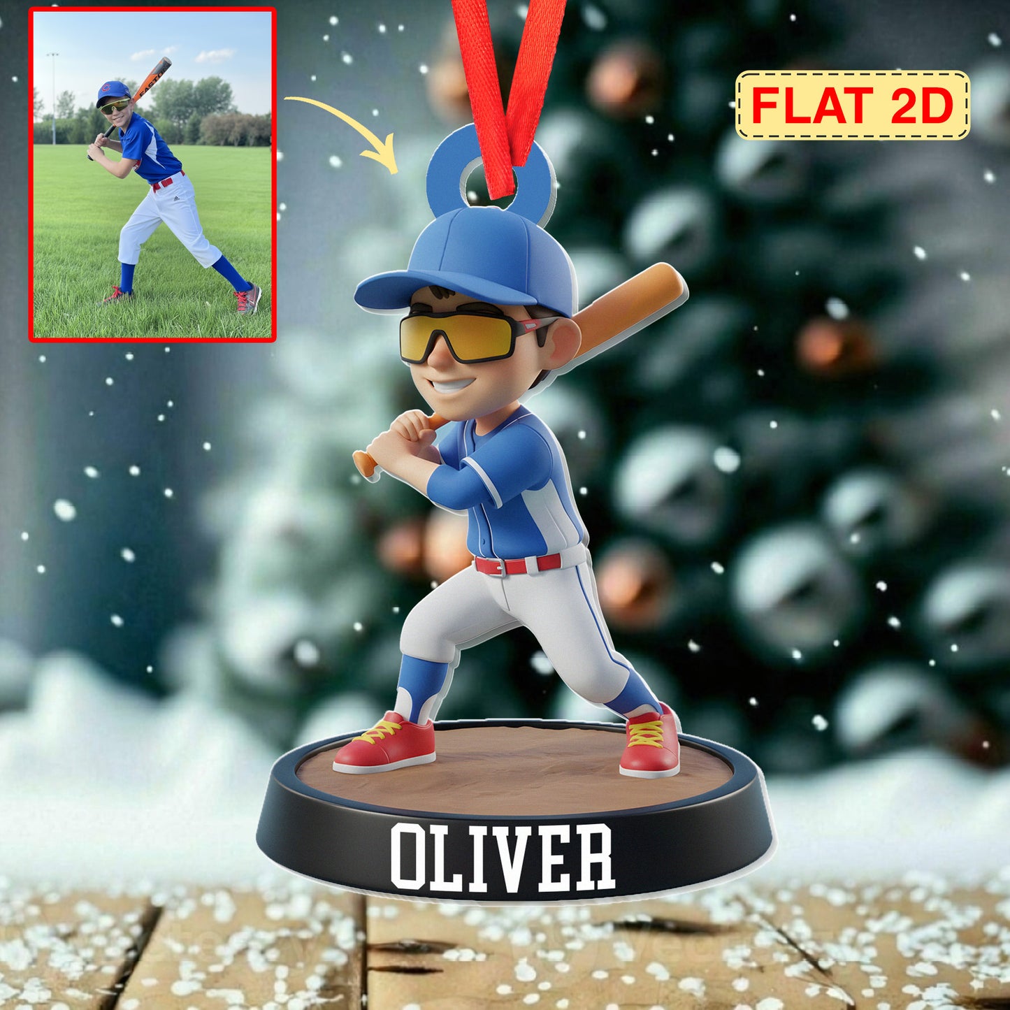 Baseball Kid Acrylic Ornament - Custom Photo Gifts For Baseball Lovers