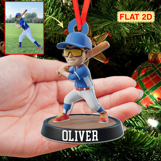Baseball Kid Acrylic Ornament - Custom Photo Gifts For Baseball Lovers