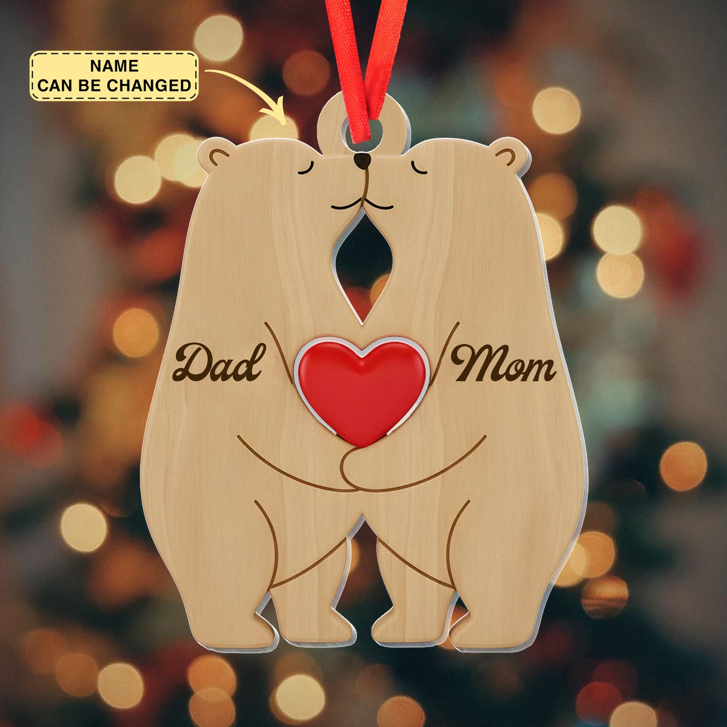 Bear Family 2025 Christmas Ornament, Ornament With Family Member Name, Custom Christmas Keepsake, Xmas Tree Decor