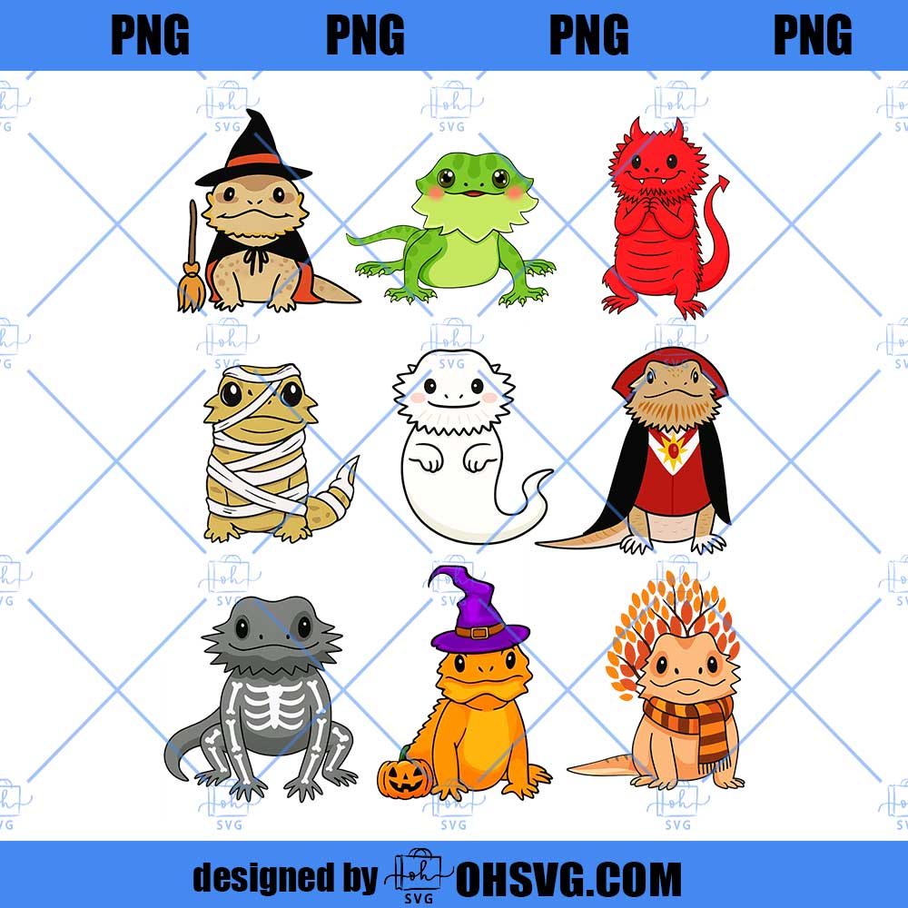 Bearded Dragon Cute Bunny Halloween PNG