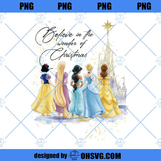 Believe in The Wonder Of Christmas Princess Png, Merry ChristmasPrincess Xmas Png, Cartoon Christmas, Holiday Christmas Princess