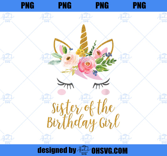 Boho Sister of the Birthday Girl Unicorn Sister Shirt PNG, Magic Unicorn PNG, Unicorn PNG