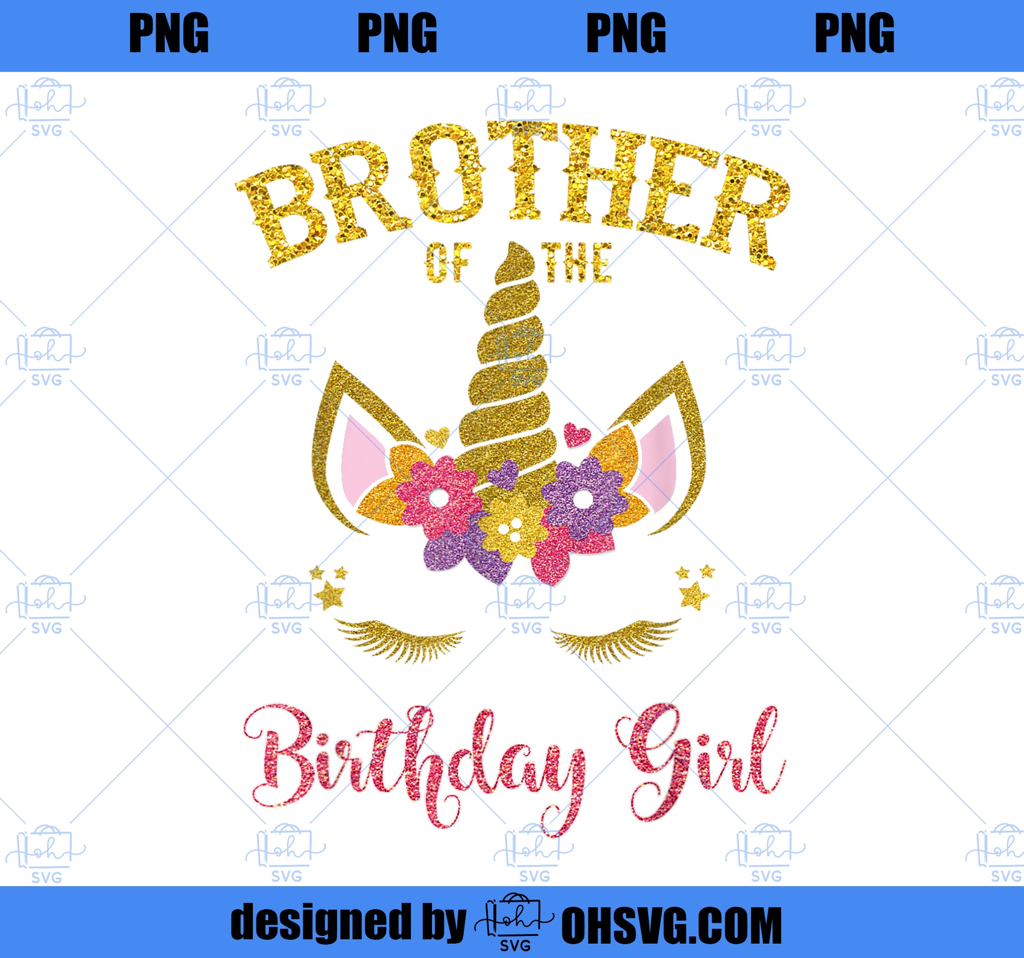 Brother Of The Birthday Girl Unicorn Matching PNG, Magic Unicorn PNG, Unicorn PNG