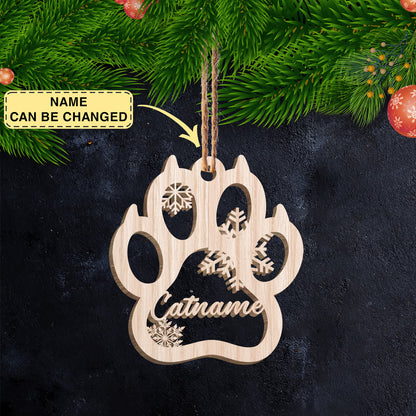 Personalized Paw Ornament, Custom Dog Christmas Decor, Cat Christmas Decor
