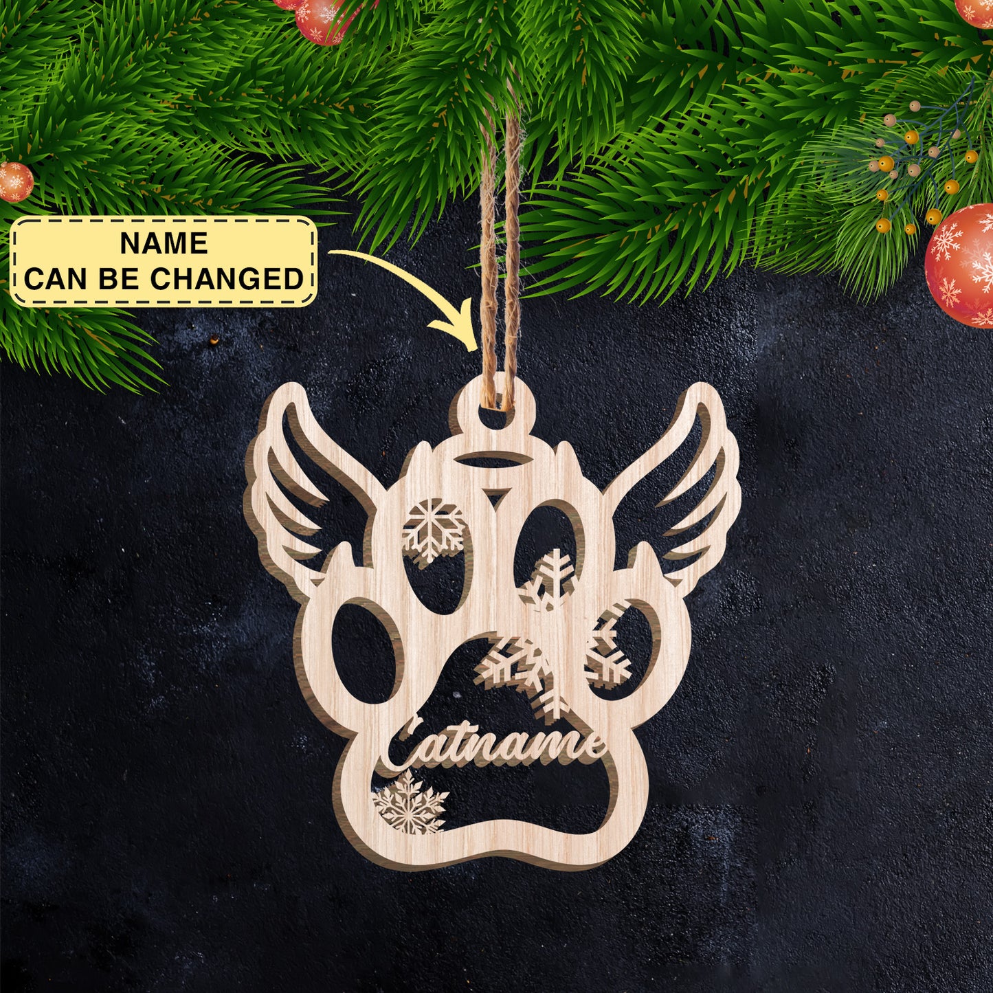 Personalized Paw Ornament, Custom Dog Christmas Decor, Cat Christmas Decor