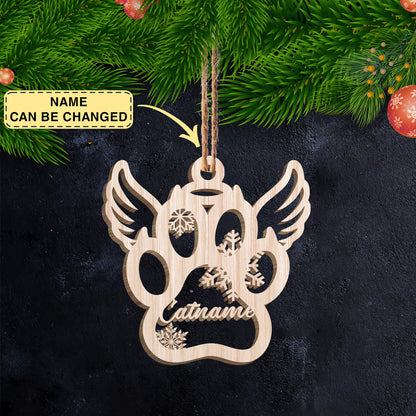 Personalized Paw Ornament, Custom Dog Christmas Decor, Cat Christmas Decor