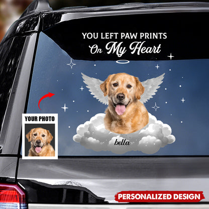 You Let Paw Prints on My Heart Personalized Memorial Car Window Decal Sticker