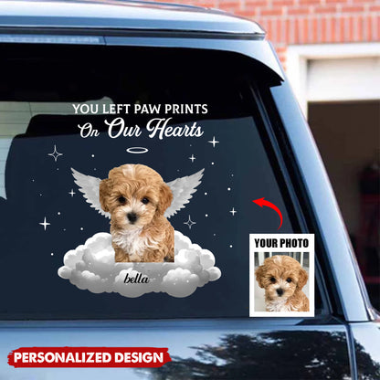 You Let Paw Prints on My Heart Personalized Memorial Car Window Decal Sticker