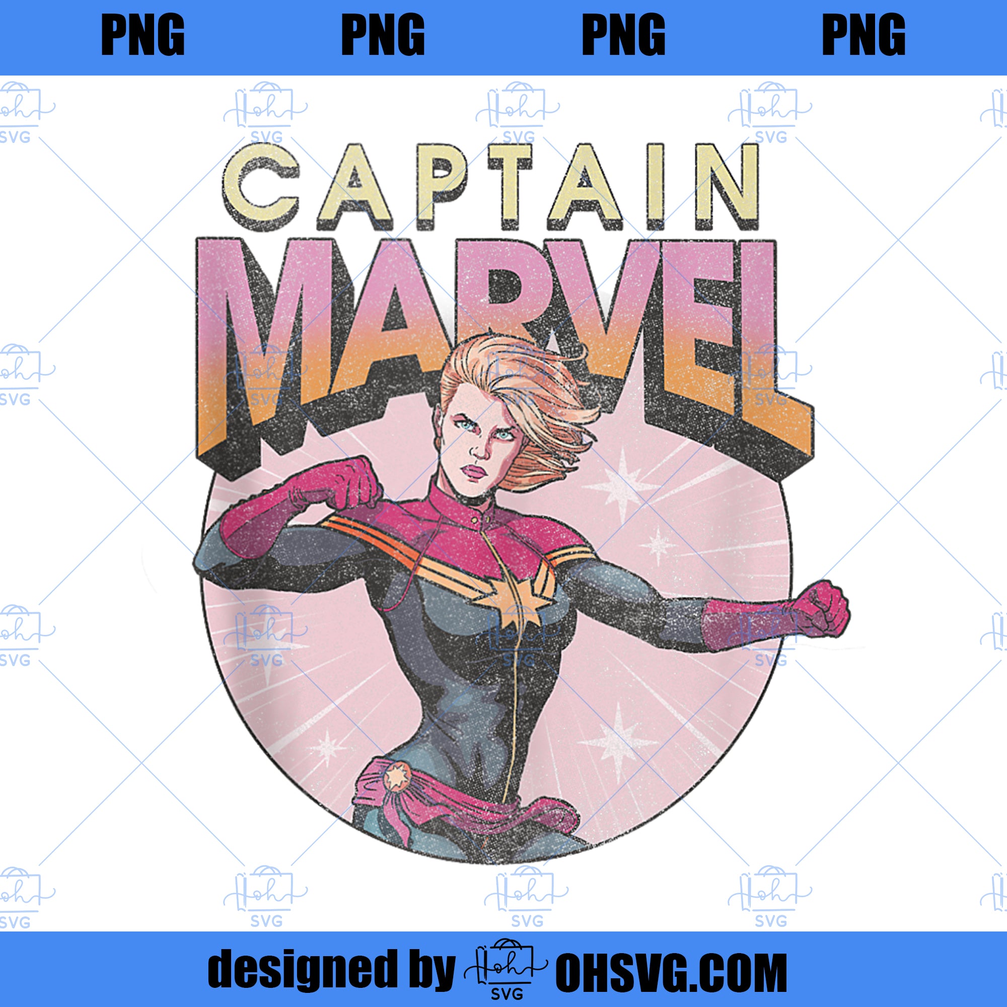 Captain Marvel Distressed Vintage Circle Logo PNG, Marvel PNG, Captain Marvel PNG