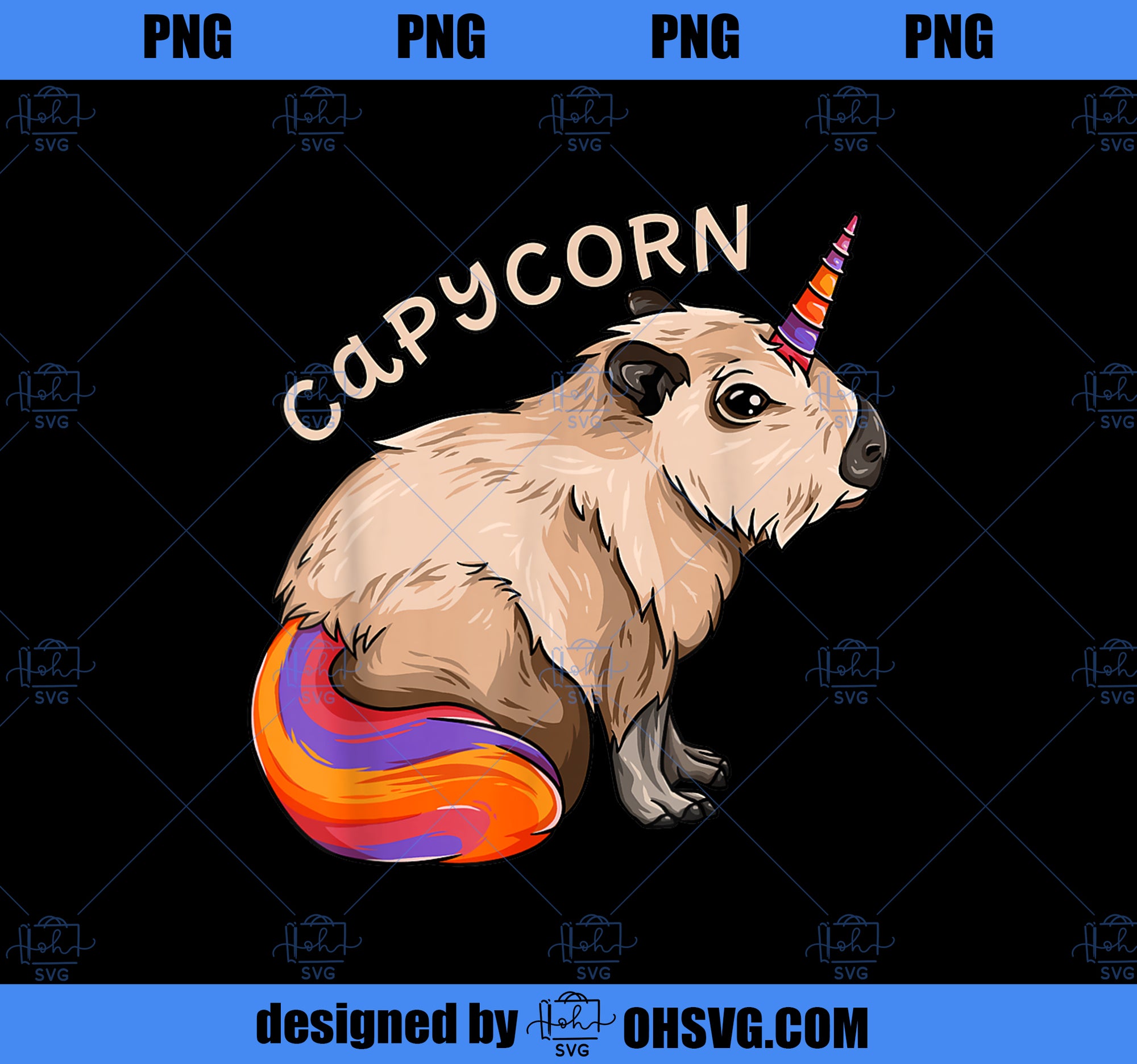 Capycorn Capybara Unicorn Cute Kawaii Rainbow Rodent PNG, Magic Unicorn PNG, Unicorn PNG