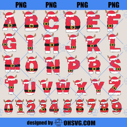 Christmas Alphabet Clipart PNG, Festive Letters & Numbers Set, Holiday Font PNG