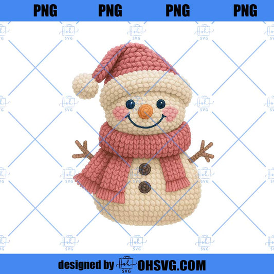 Christmas Crochet PNG, Faux Yarn Crochet Snowman PNG, Christmas Sublimation Design Christmas Shirt Png Christmas Snowman Png Pink Snowman Png