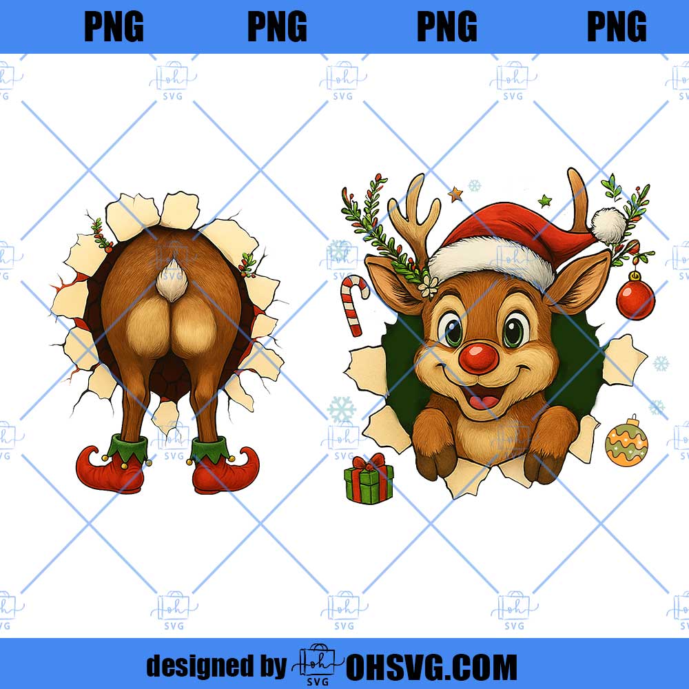 Christmas Reindeer PNG Front and Back, Funny Xmas PNG, Tis The Season PNG, Preppy Christmas png, Coquette Christmas Movie, Christmas png