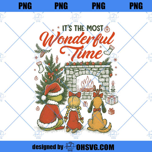 Christmas Time with Grinch PNG, It's The Most Wonderful Time PNG File, Christmas PNG, Vintage Christmas png file, Retro Christmas