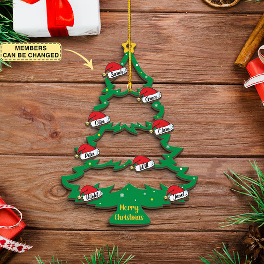 2025 Christmas Ornament, Custom Wooden Family Christmas Tree Ornament, Engraved Ornament, Family Christmas Gift, Holiday Ornament