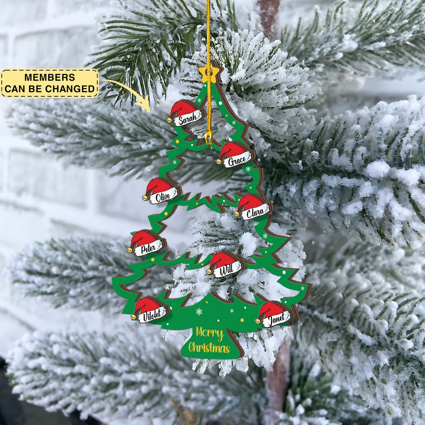 2025 Christmas Ornament, Custom Wooden Family Christmas Tree Ornament, Engraved Ornament, Family Christmas Gift, Holiday Ornament