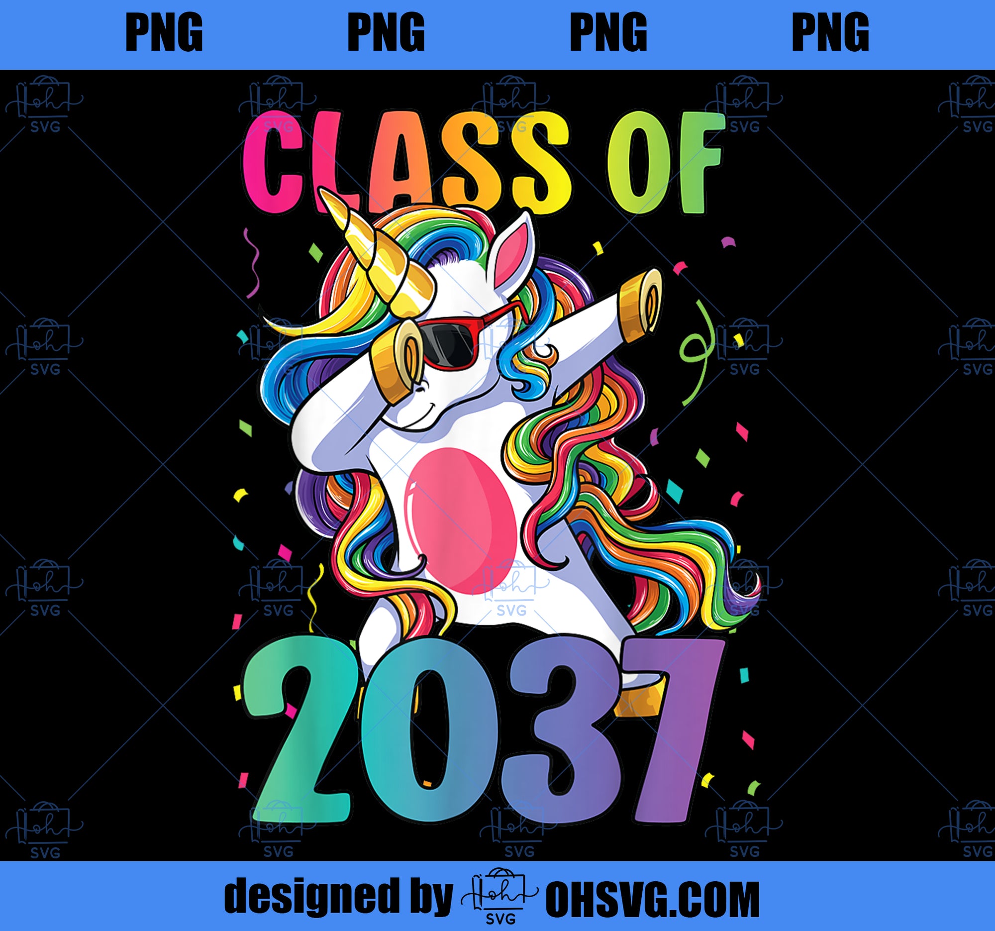 Class of 2037 Shirt Girls Kids Dabbing Unicorn Grow With Me PNG, Magic Unicorn PNG, Unicorn PNG